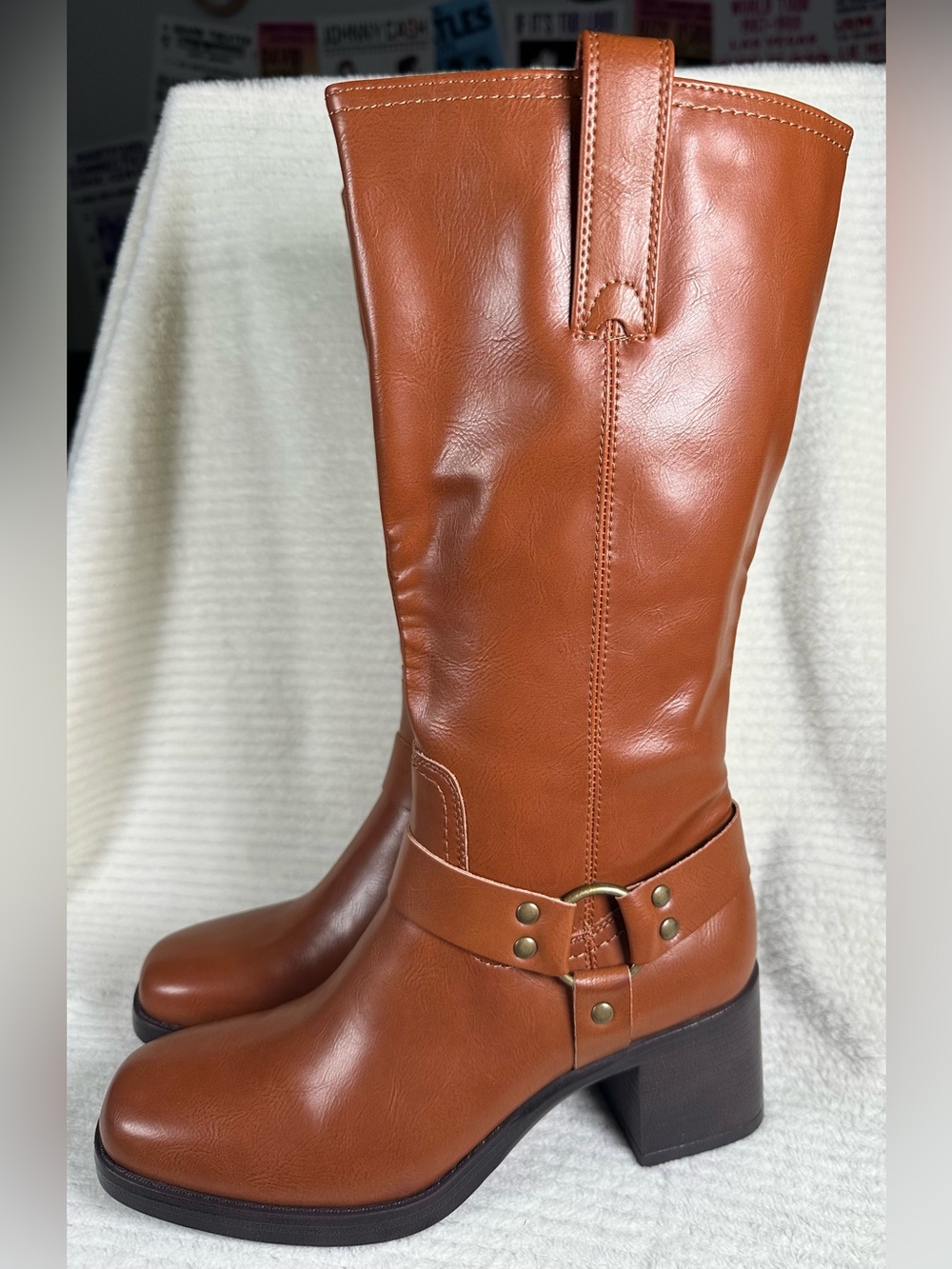 Frye and Co. Women’s Nica Saddle Stacked Heel Motorcycle Boots NWT Size 8